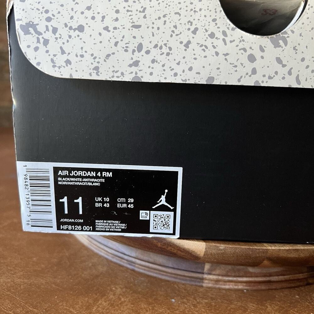 Air Jordan 4 RM Black Gray Starfish Low Shoes Sneakers Mens Sizes 11 - Picture 5 of 16